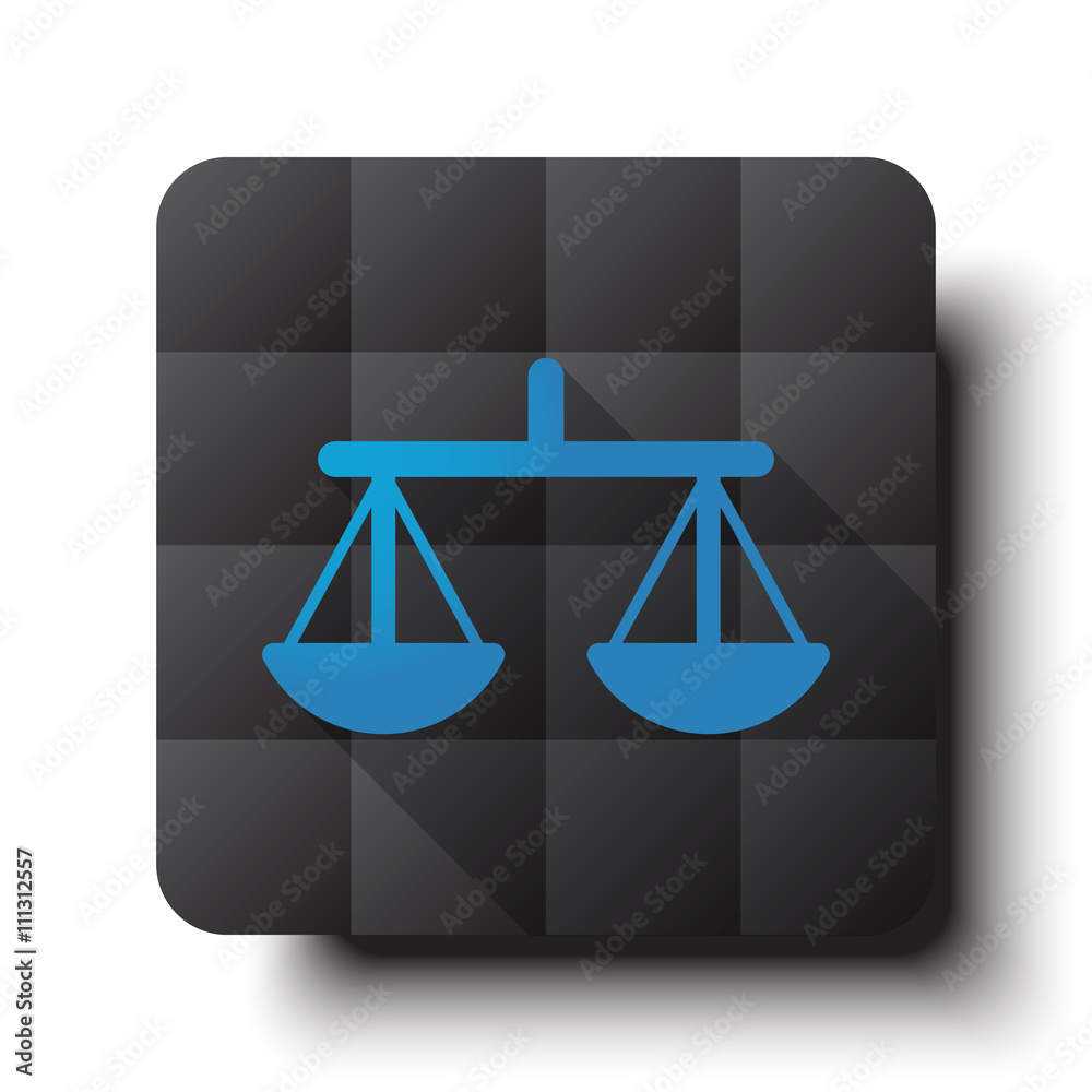 Wall mural flat balance icon on black app button with drop shadow