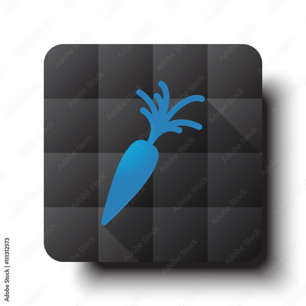 Wall mural flat carrot icon on black app button with drop shadow