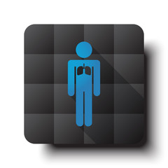 Flat Lungs icon on black app button with drop shadow