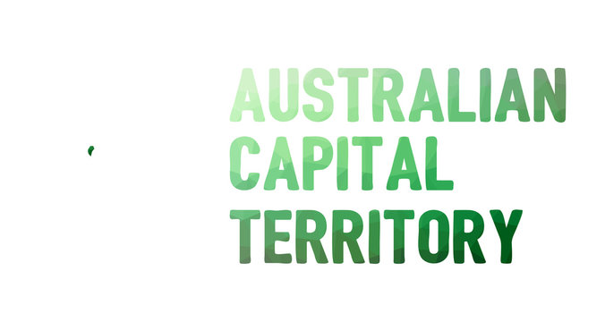 Green polygonal mosaic map of Australian Capital Territory, ACT - political part of Australia