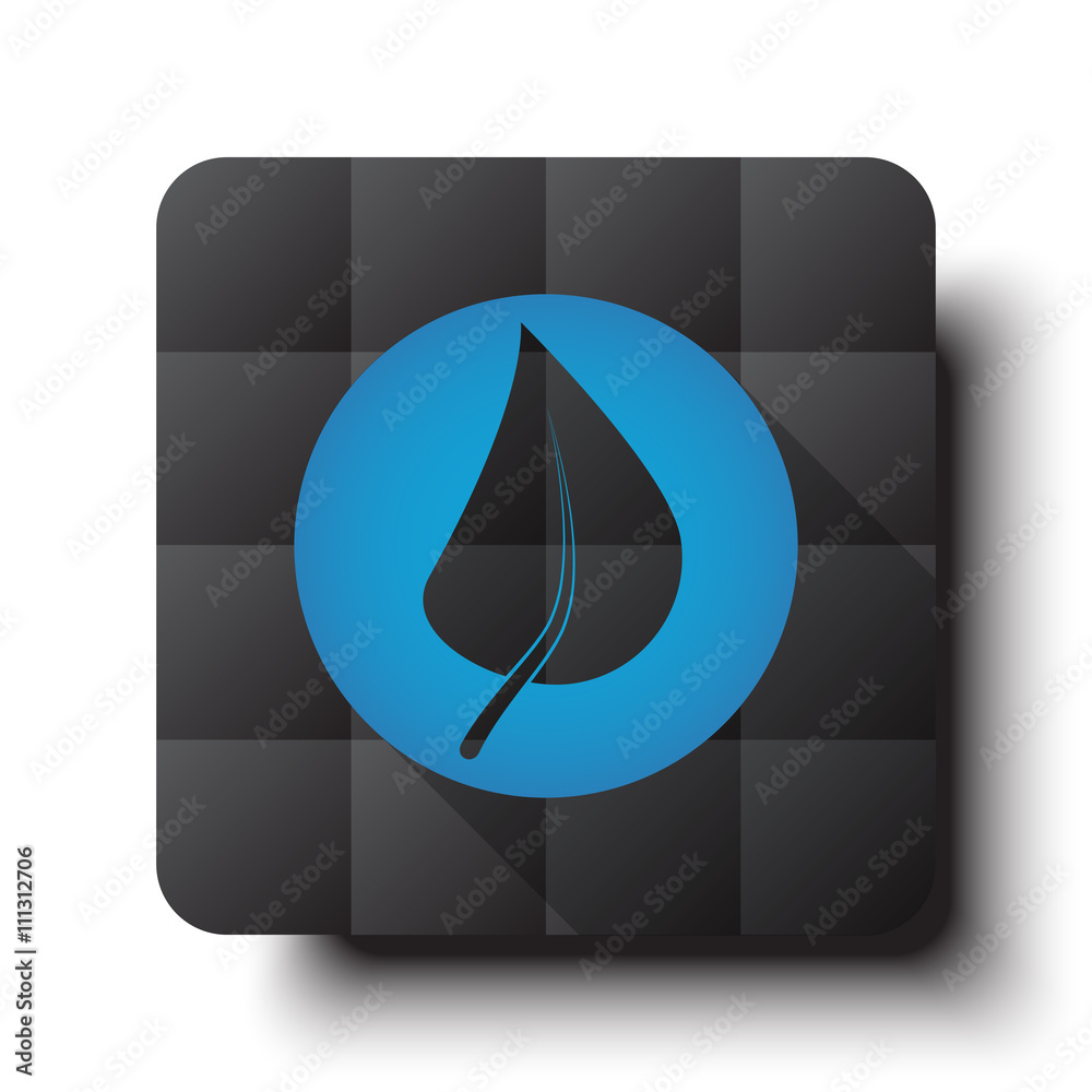 Wall mural flat herbs icon on black app button with drop shadow