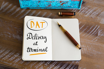 Business Acronym DAT as Delivery At Terminal - obrazy, fototapety, plakaty