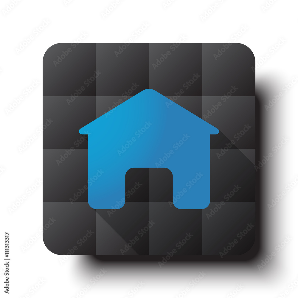Wall mural flat home icon on black app button with drop shadow