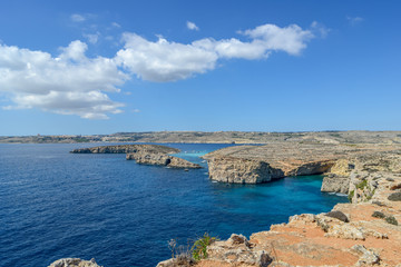 Fototapeta na wymiar Rocky cliffs of Gozo near Malta