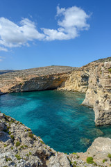 Fototapeta na wymiar Rocky cliffs of Gozo near Malta
