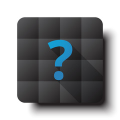 Flat Question Mark icon on black app button with drop shadow