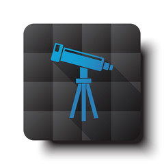 Flat Telescope icon on black app button with drop shadow