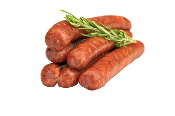 Sausages Made Of  Chorizo Mince In Natural Casing White Isolated