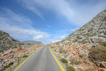 street in the mountain of crete