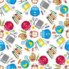 school seamless pattern on white background