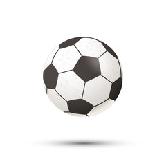 Realistic football ball icon with shadow on white