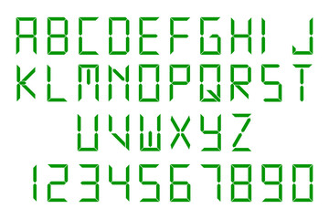 Green digital font