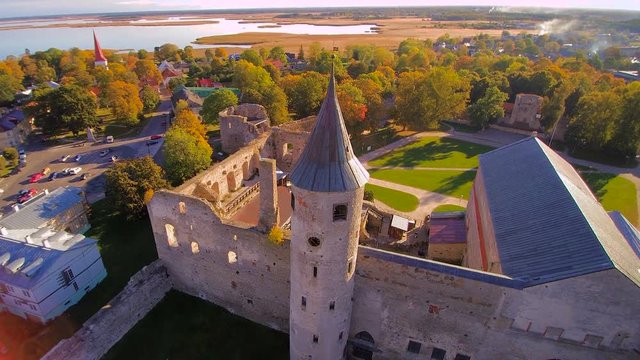 The old ruins of the castle in the small town of Haapsalu in the country of Estonia