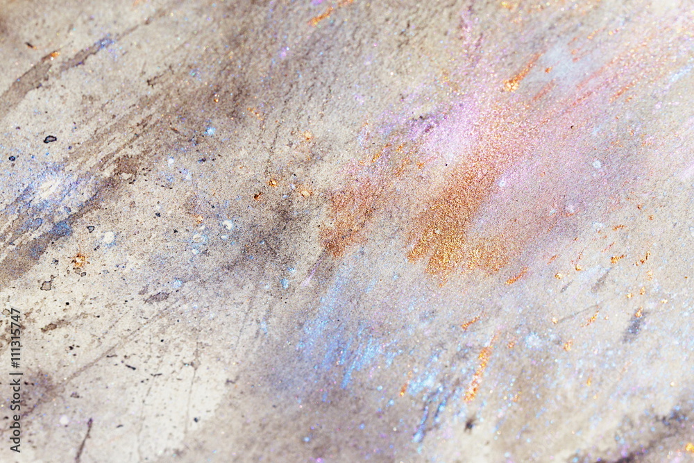 Poster abstract painting with blurry and stained structure. metal rust effect with glitter grains. painting
