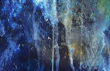abstract painting with blurry and stained structure. Color effect and Computer collage. winter freeze effect.