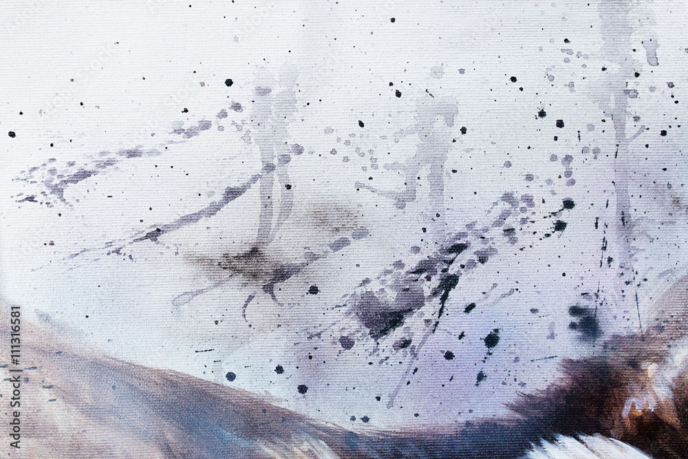 Poster abstract painting with blurry and stained structure. painting on canvas.