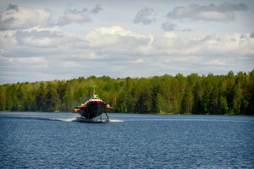 hydrofoil boat on water © mowgli