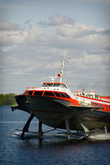 hydrofoil boat on water