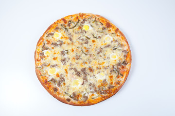 Fresh pizza on white background