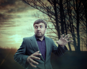 Scared businessman