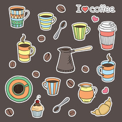 vector hand drawn coffee set