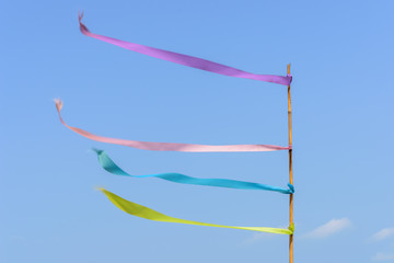 Ribbons tied bamboo