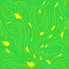 yellow stems. summer card with yellow stems on a green background. seamless pattern
