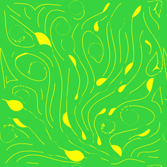 yellow stems. summer card with yellow stems on a green background. seamless pattern
