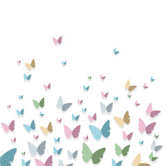 Vector Illustration of a Background with Pastel Colored Paper Butterflies