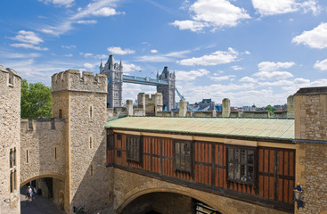London, England - June 30, 2008: Wiew of the Tower Bridge from the London Tower