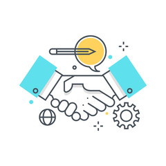 Color line, hand shake illustration