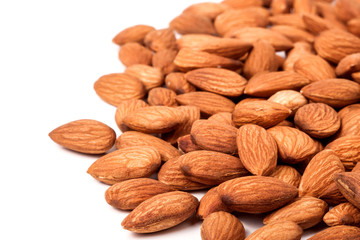 peeled almonds isolated on a white background 