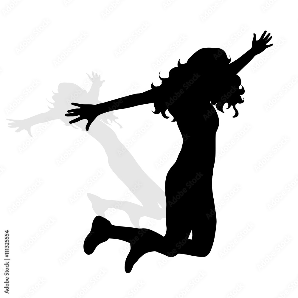 Sticker Vector silhouette of girl.