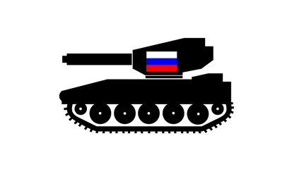 Drapeau de la Russie sur un char d'assaut