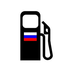 Drapeau de la Russie sur une pompe à carburant