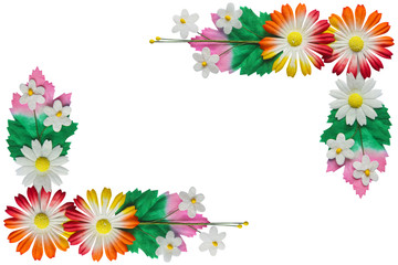 Flowers made of colorful paper  used for decoration isolated on