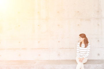 asian young woman sit