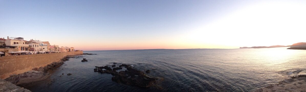 seafront bastion at alghero, sardinia, italy