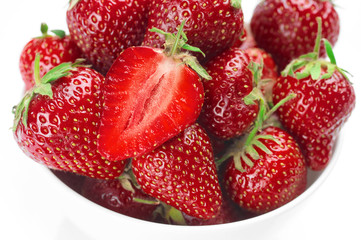 Strawberries in white bowl