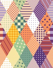 Colorful seamless patchwork pattern. Vector illustration of quilt