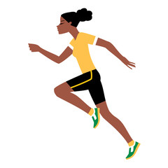 Black woman running. Girl jogging. Vector illustration