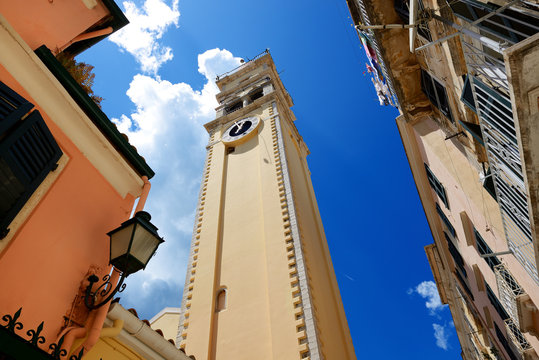 The bell tower of Saint Spyridon Church, Corfu, Greece
