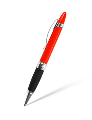 red pen with shadow on white background