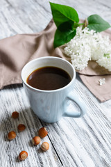 Hot coffee in a cup