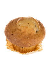 Tasty Single light chocolate chip muffin isolated