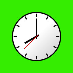 Clock icon, Vector illustration, flat design. Easy to use and edit. EPS10. Green background.