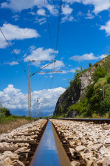 Railroad tracks in mountains