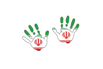 Fototapeta premium Iran hands flags