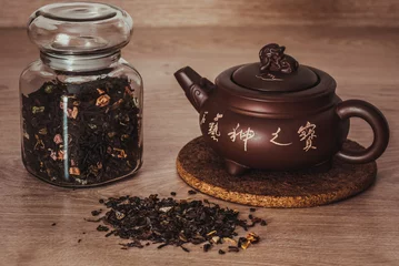 Foto op Aluminium Asian teapot and jar with tea © seva_blsv