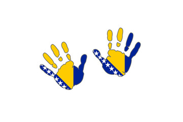 Obraz premium Bosnia hands flags
